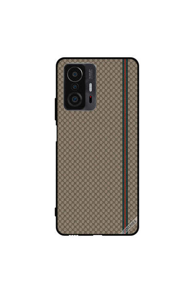 Covernex غطاء حماية لهاتف شاومي 11T برو بخطوط حمراء وخضراء على نمط بني