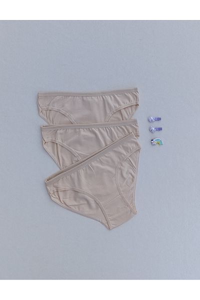siyalife Women's Cotton Skin Color 3-Piece Combed Cotton Fabric Panties Bikini Slip