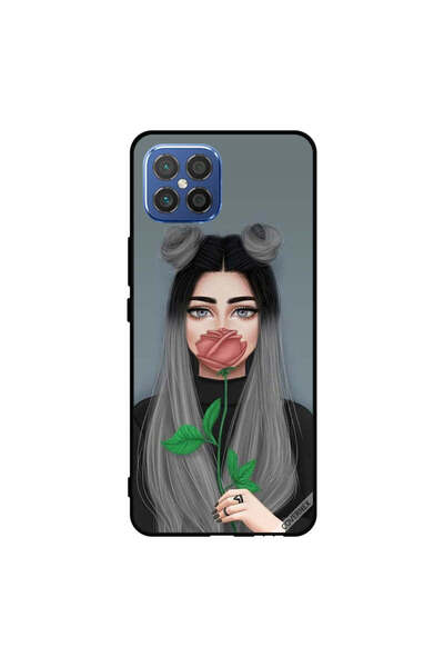 Covernex غطاء حماية لهاتف هواوي نوفا 8 SE 4G، فتاة لطيفة تخفي فمها على لون ال...