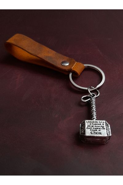 BSN Store Thor Hammer Symbol Keychain Hand Made Real Leather Keychain