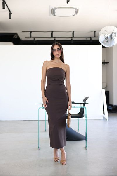 Özge Özgenç Strapless Midi Dress