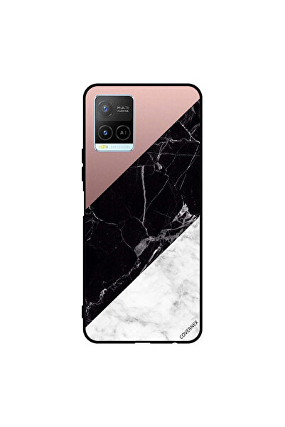 Covernex غطاء حماية لهاتف Vivo Y32 باللون الأبيض والأسود مع سطح رخامي بنمط عادي