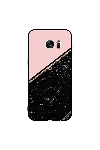 Covernex غطاء حماية لهاتف سامسونج جالاكسي إس 7 إيدج - لون أسود رخامي وشريط ذهبي
