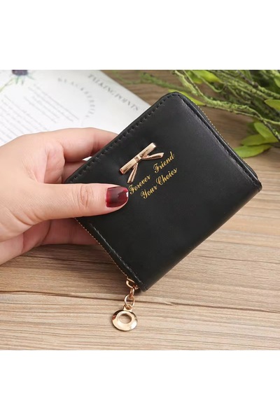 rinkadoll Μίνι πορτοφόλι με μοντέρνο σχέδιο μαύρου φιόγκου - Πρακτικό για κάρ...