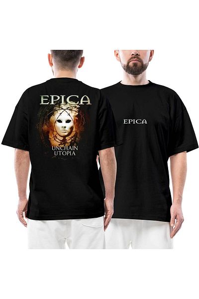 Z zepplin Epica Unchain Utopia Μπροστινό Πίσω Μπλουζάκι με στάμπα μαύρο Oversize