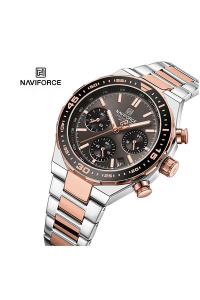 Naviforce Men's Luxury Chronograph Watch – 46mm Stainless Steel Strap, Multi-Function, Water Resistant