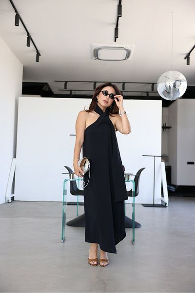 Özge Özgenç Modal Dress with Halter Neck Detail