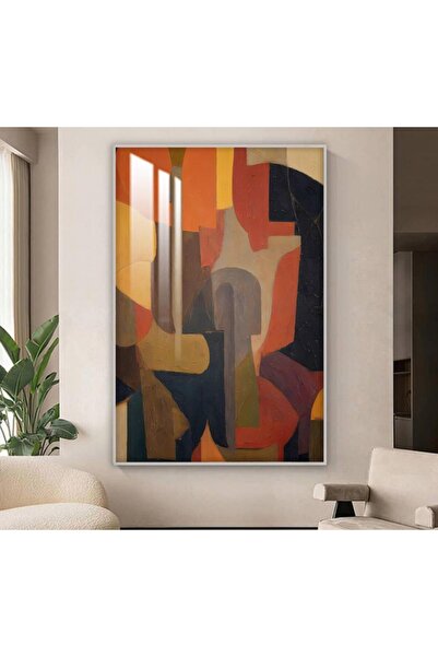 Marktna لوحة جدارية خشبية بتصميم الفن التجريدي مع برواز فضي و طبقة من الاكرلي...