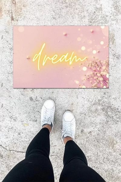 mivento Digital Printing Pink Dandelion Pattern Door Mat K-1006
