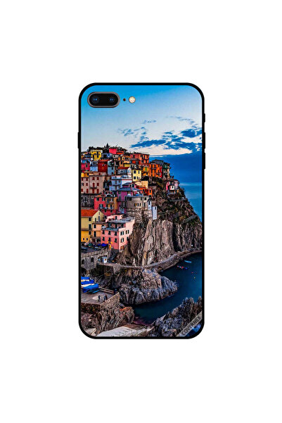 Covernex غطاء حماية لجهاز iPhone 8 Plus برسومات منازل ملونة على البحر