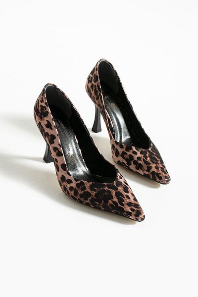 Güllü Shoes Leopard Patterned Vegan Leather Heeled Stiletto |   Stylish Women's Shoes |   Compatible with Special Day Combinations