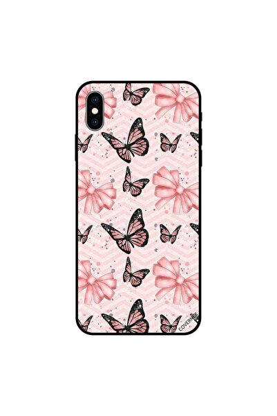 Covernex iPhone XS Case Cover Black & Peach Color Butterflies