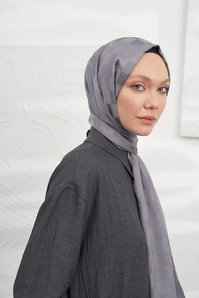 Sima Smoked Call Silk Jacquard Checkered Shawl