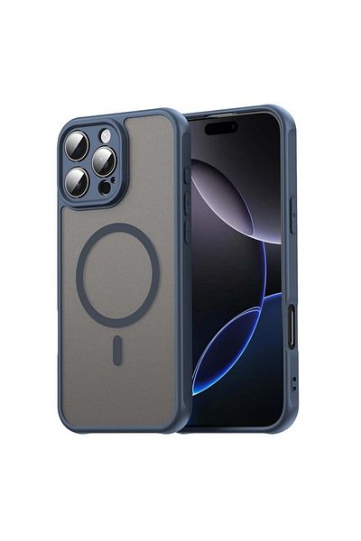 SKYDDAR INNOVATION Carcasă pentru iPhone 16 Pro Max, HaloFrost MagSafe II, antișoc, set de autocolante, albastru marin