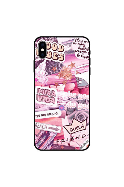 Covernex غطاء حماية آيفون XS بنقشة هاشتاجات أنثوية وردية