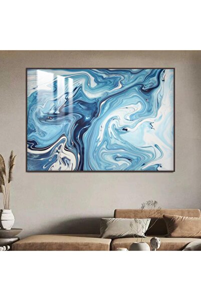 SND Luxury wooden wall panel with abstract art design, brown frame and clear ...