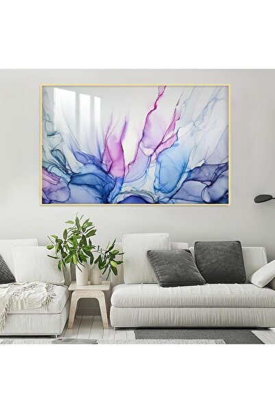 SND Luxury wooden wall panel with abstract art design, gold frame and clear a...