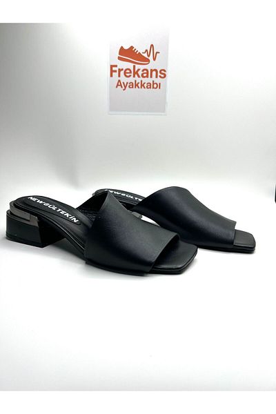 NEWGÜLTEKİN Genuine Leather Filled Heel Yuşak Comfortable Fit Sabo Slippers