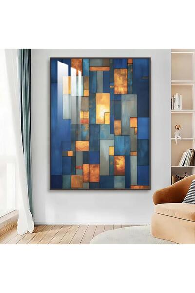 SND لوحة جدارية خشبية بتصميم الفن التجريدي مع برواز شامبين و طبقة من الاكرليك...