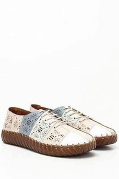 LOURENZA 4005 Women's Genuine Leather Multicolor Lace-Up Comfort Shoes