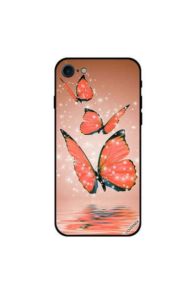 Covernex غطاء حماية لجهاز آيفون 7 باللون البرتقالي بثلاث فراشات