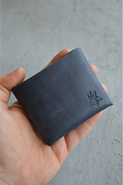 DEER Cüzdan – Hakiki Pueblo Deri - Dikişsiz & Çıtçıtlı Tasarım (Lacivert)