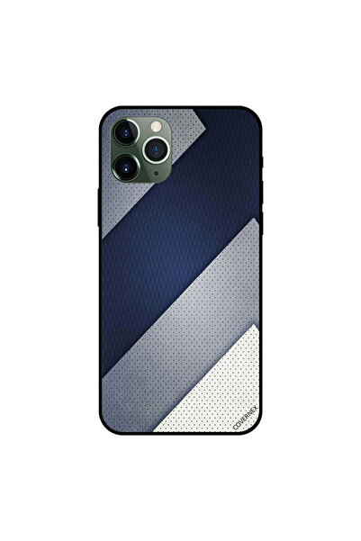 Covernex غطاء حماية لجهاز iPhone 11 Pro Max بنقشة جلد أزرق داكن ورمادي