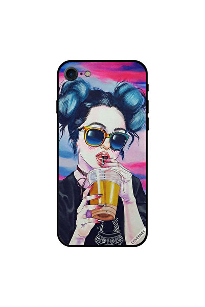 Covernex غطاء حماية لجهاز iPhone 8 بتصميم فتاة أنيقة لطيفة تشرب