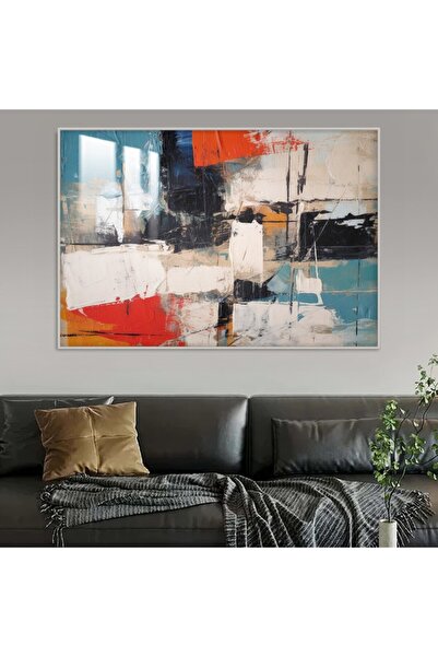 Marktna لوحة جدارية خشبية فاخرة بتصميم الفن التشكيلي مع برواز فضي و طبقة من ا...