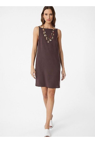 Antioch Coffee Linen Blend Women's Mini Dress