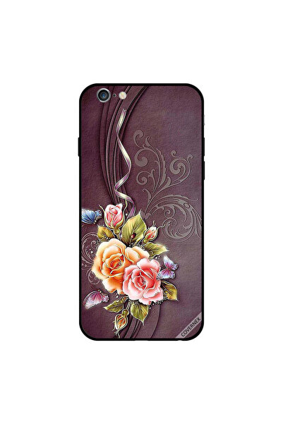 Covernex غطاء حماية لجهاز iPhone 6 بنقشة زهور وفراشات من القماش البني