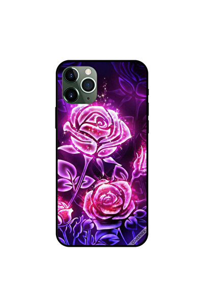 Covernex غطاء حماية لجهاز iPhone 11 Pro Max بنقشة زهور وردية مضيئة