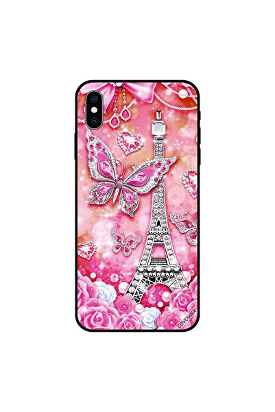 Covernex غطاء حماية لجهاز iPhone X برسومات فراشات وردية وبرج إيفيل