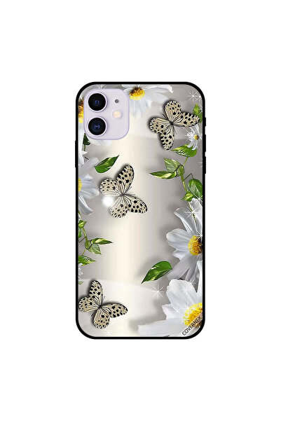 Covernex غطاء حماية لجهاز iPhone 11 بنقاط سوداء ونقشة فراشات وزهور بيضاء