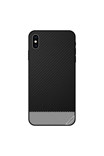 Covernex غطاء حماية لجهاز iPhone XS MAX بنقشة خطوط سوداء ورمادية