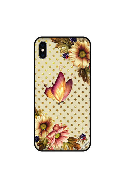 Covernex غطاء حماية لهاتف iPhone XS MAX بتصميم فراشة وزهرة لطيفة ونقاط ذهبية BG