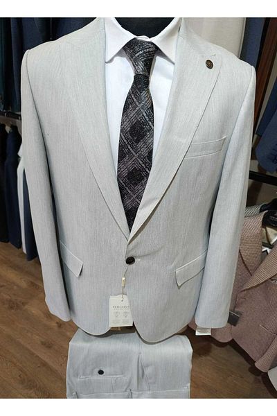 Ted Davıd Light Gray One Button Closure Suit
