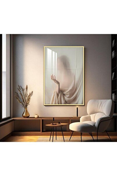 SND لوحة جدارية خشبية بتصميم فتاة مع برواز ذهبي و طبقة من الاكرليك الشفاف