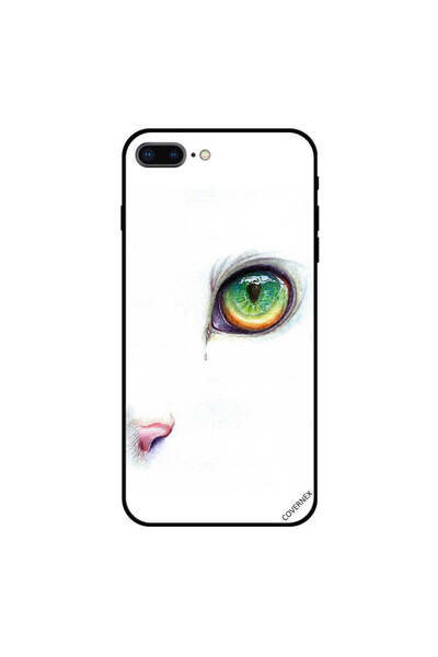 Covernex غطاء حماية لجهاز iPhone 7 Plus بطبعة عين القطة البيضاء الخضراء