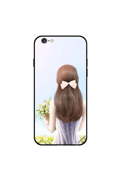 Covernex غطاء حماية لجهاز iPhone 6 بطبعة فتاة جميلة تحمل زهورًا