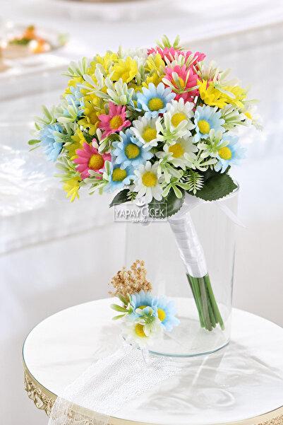 Yapay Çiçek Deposu Set de 2 buchete de mireasă din grădina cu margarete