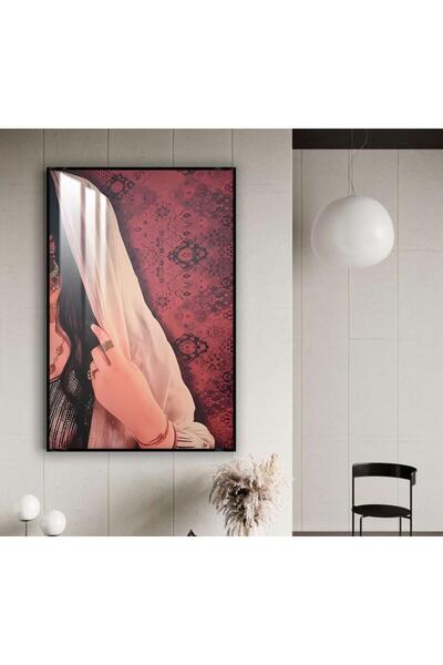 SND لوحة جدارية خشبية بتصميم فتاة مع برواز اسود و طبقة من الاكرليك الشفاف