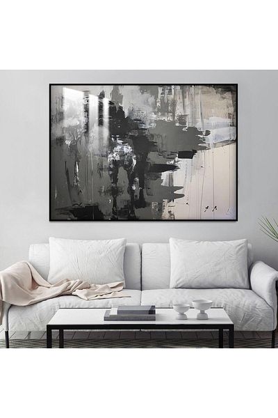 4gdran Luxury wooden wall panel with abstract art design, black frame and clear acrylic layer