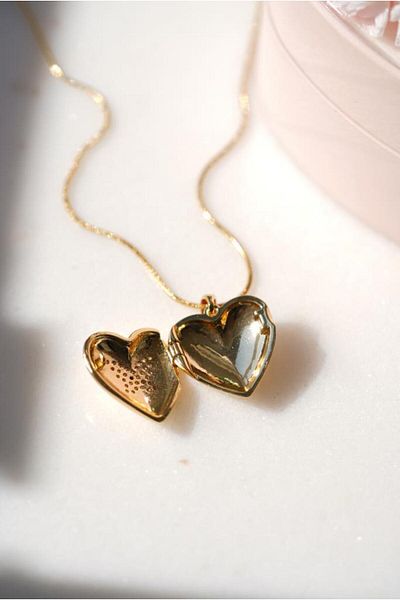 AŞIK ACCESSORIES Stainless Steel Elegant Stone Butterfly Locket Necklace