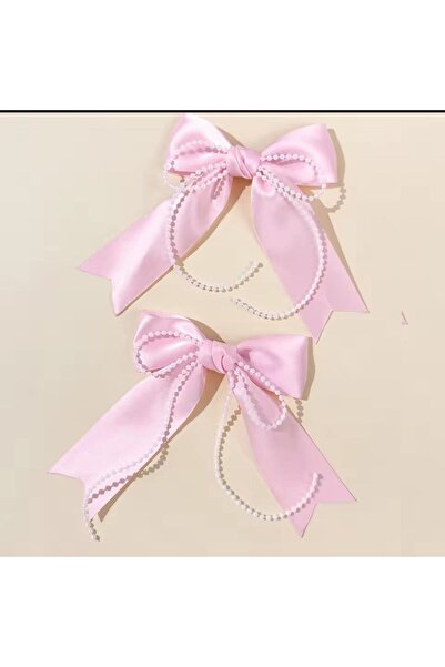 Shiklik MODA Set de 2 catarame pentru femei, model cu fundă din satin, perlat