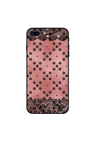 Covernex غطاء حماية لجهاز iPhone 8 Plus أسود بزهور صغيرة على القماش