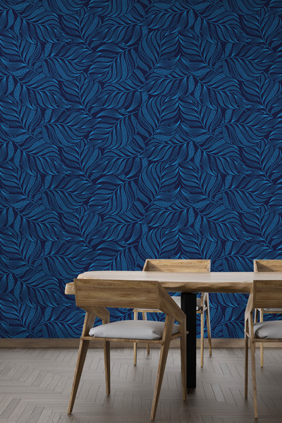 dreamwall Mavi Yaprak Desenli Duvar Kağıdı