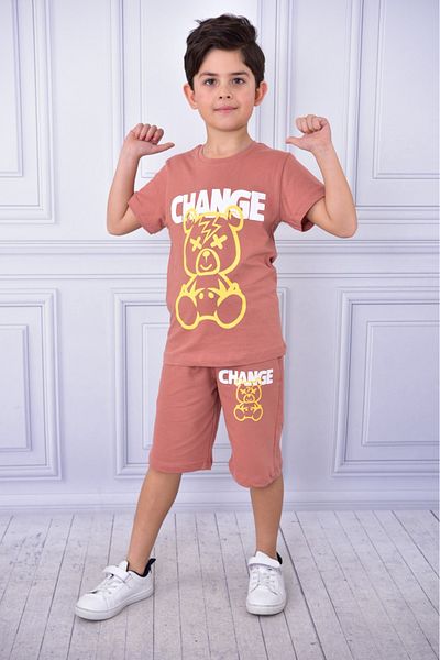ruhaay Unisex Change Printed Children's Short-Sleeved Summer Shorts with Elastic Waist and Pockets Bottom Top Suit