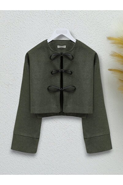 COjans سترة مطرزة برباط أمامي - كاكي