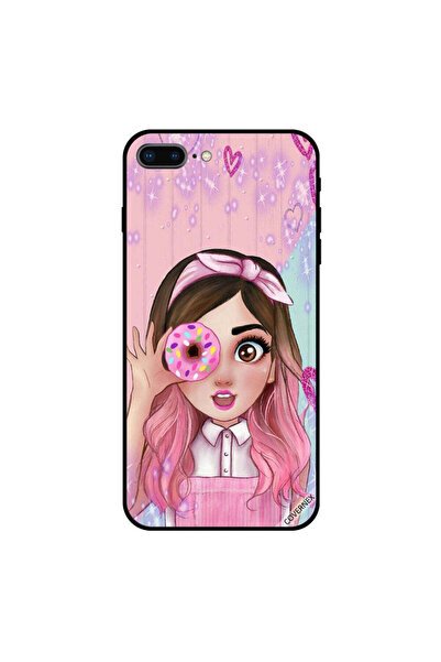 Covernex غطاء حماية لجهاز iPhone 8 Plus، فتاة صغيرة لطيفة تحمل دونات